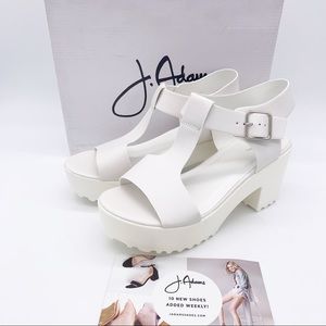 J ADAMS CORBY Platform T-Strap Heel Sandal White 9